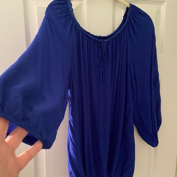Spense Tops - Boho Flowy Blue 3/4 Sleeve Blouse XL